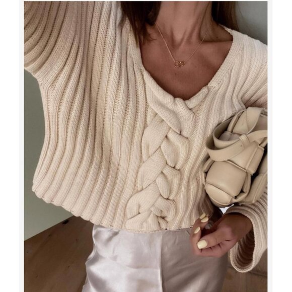NWT House Of Dagmar Sasha Sweater Cropped Jumper Ivory Cream White Quiet Lux - Picture 3 of 8